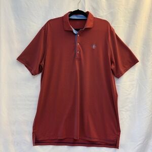 Greyson Polo Shirt Men's Red Navy Stripe with Embroidered Tree Logo